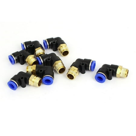 - 8mm Tube 1/4BSP Male Thread Pneumatic Elbow Union Quick Release Fittings 8pcs