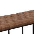 thumbnail image 2 of Leatherette Upholstered Bench with Button Tufted Cushioned Seat and Metal Base, Brown, 2 of 5