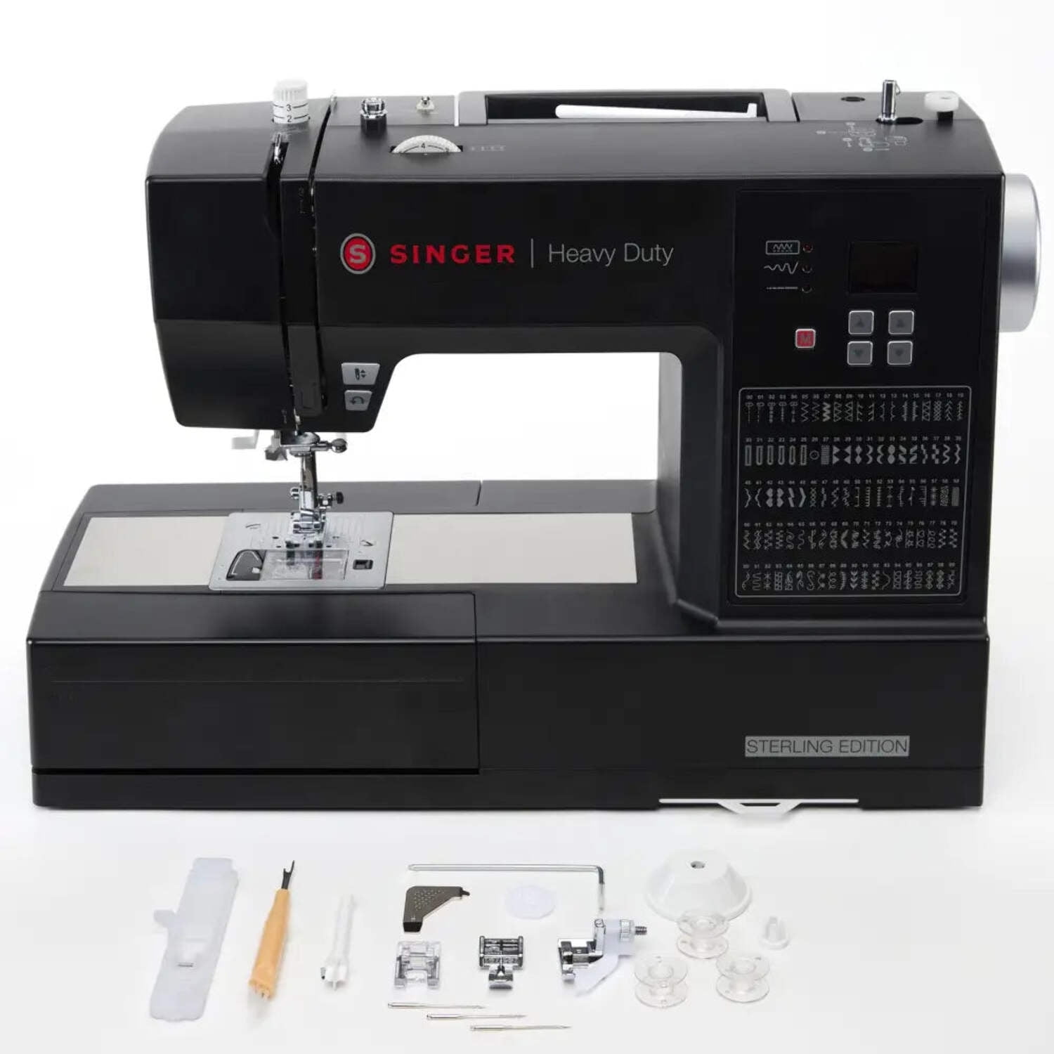 SINGER® Heavy Duty 6600C Sterling Computerized Sewing Machine + Accessory Kit | 100 Built-In Stitches, 215 Stitch Applications | 1100 Stitches/min | Metal frame, LCD Screen & 6 One-Step Buttonhole