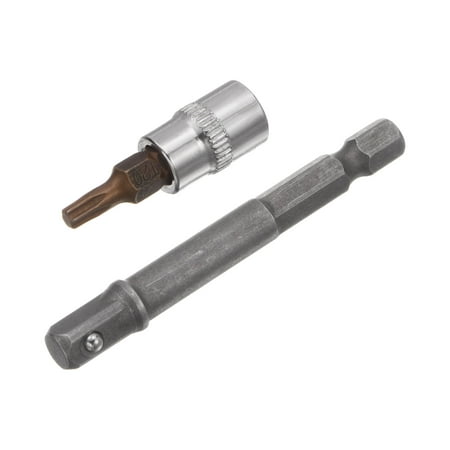 

Uxcell T20 Torx Bit Socket 1/4 Square Drive 1.5 Length with Hex Shank Power Drill Adapter