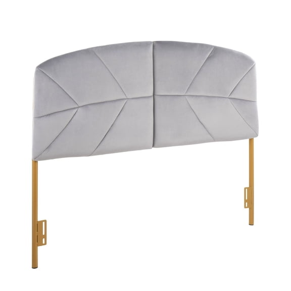 Queen Headboard, Lindsey Contemporary Glam Upholstered Headboard, Steel Grey Finish, Tufted Design, Bedroom Decor, Standard Queen Size, Metal Frame