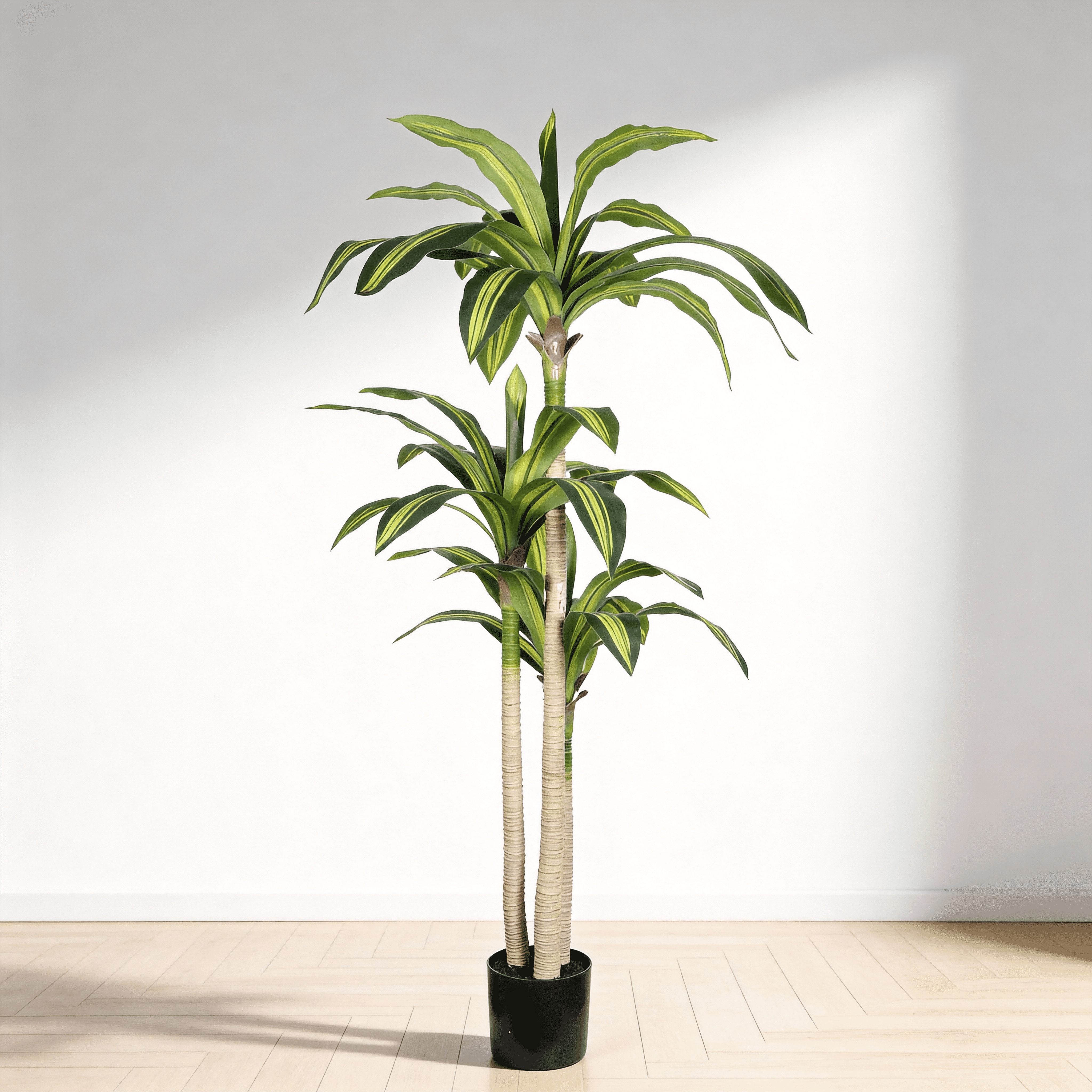Artificial Plants, 5ft Fake Dracaena Tree in Black Plastic Pot, Faux Plants Indoor Outdoor Decor, Silk Plants for Home Decor Office Porch Patio Perfect Housewarming Gift