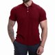 thumbnail image 1 of Blusa y camisa de manga corta con cuello vuelto para hombre, informal, de color liso, con botones, de manga corta y cuello vuelto, de poliéster., 1 of 8