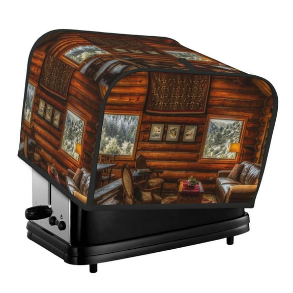 Rateoe Log Cabin Inside Pattern Toaster Covers 4 Slice Wide Slot,Bread Machine Cover,Bread Dust Cover & Fingerprint Protection,Appliance Covers
