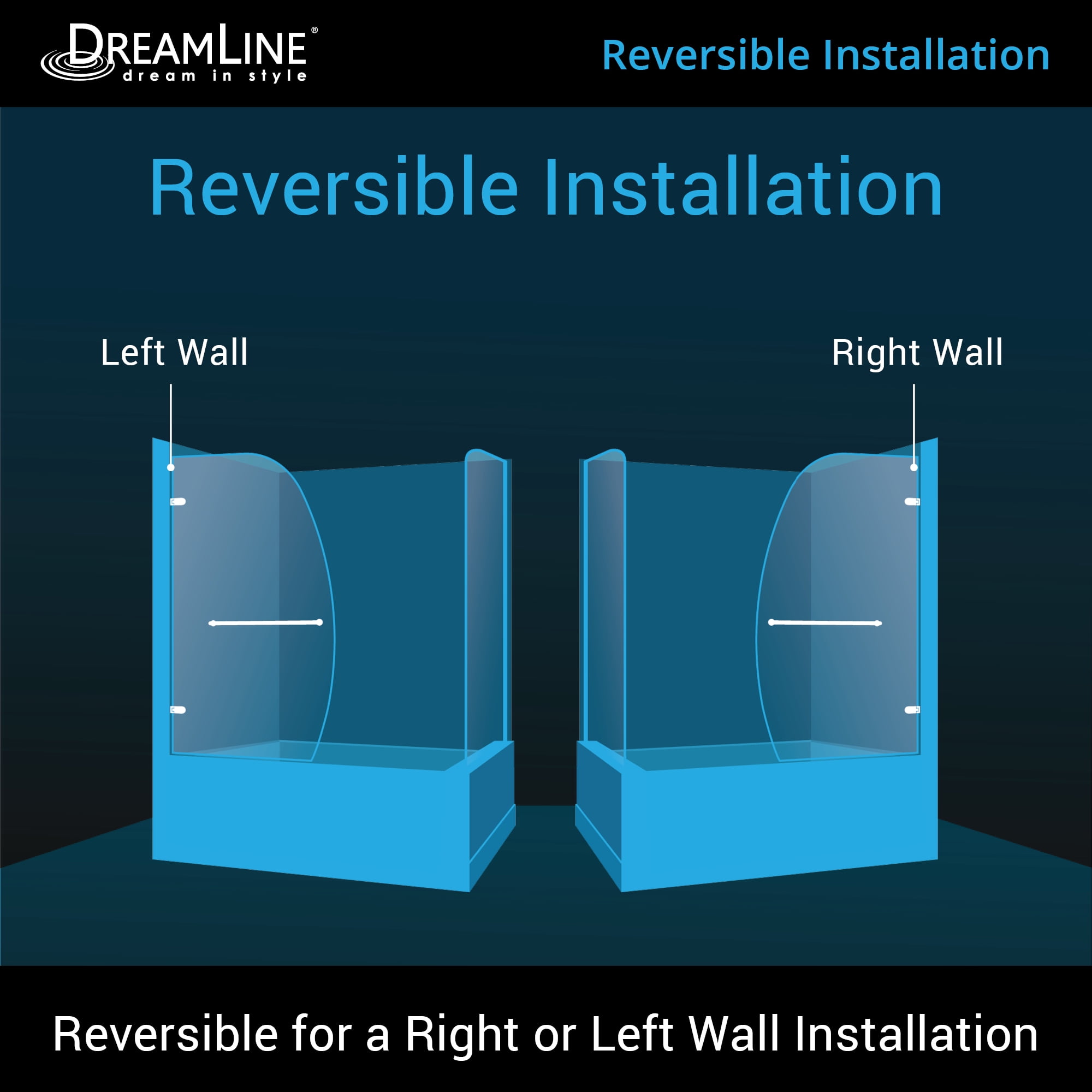 DreamLine Aqua Uno 56-60 in. W x 30 in. D x 58 in. H