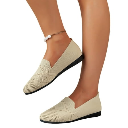 Loliuicca Women Woven Flats  Elegant Soft Sole Non-slip Slip-ons Casual Shoes