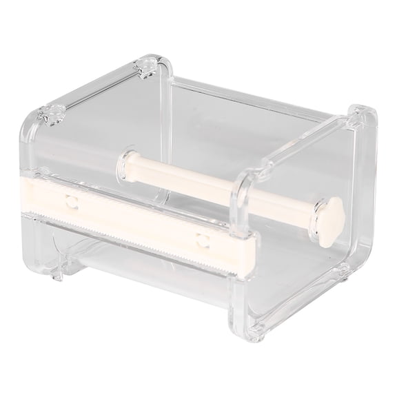 Riousery Creative Transparent Adhesive Tape Dispenser Office Desktop Washi Tape Holder with Cutter, Anti-Skid Storage Box, White, 4.1 x 3.6 x 2.8 inches / 10.3 x 9.1 x 7.1 cm