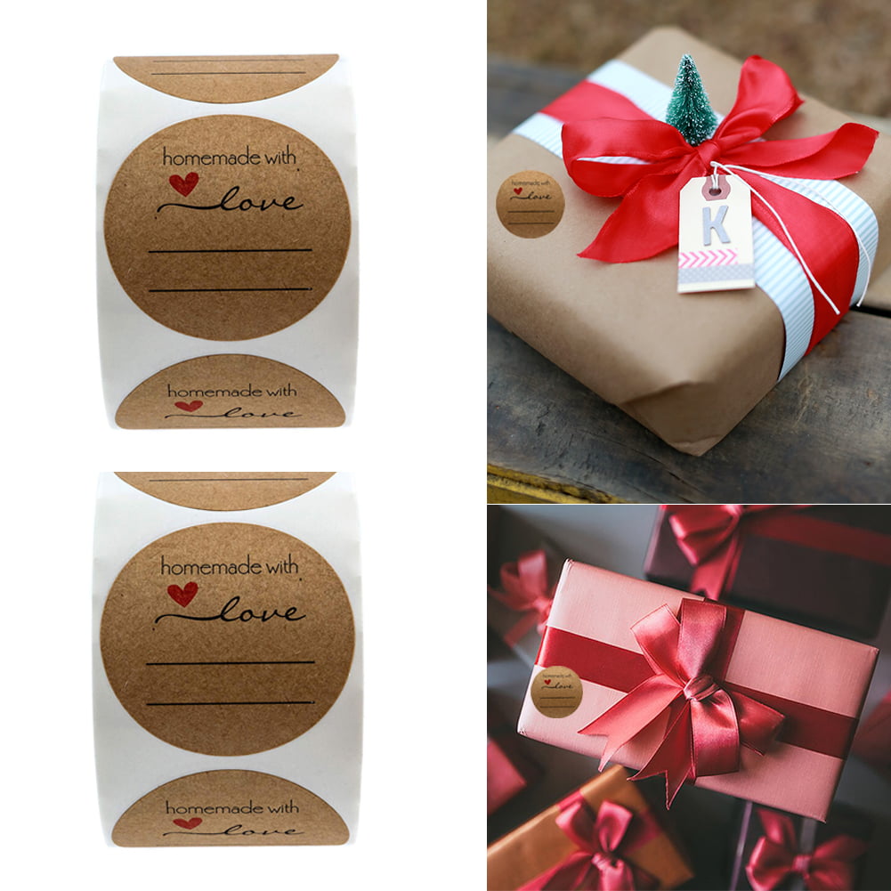 Brown Kraft Circle Homemade With Love Stickers 1.5 Inch Round 500 Labels Total for sale online 