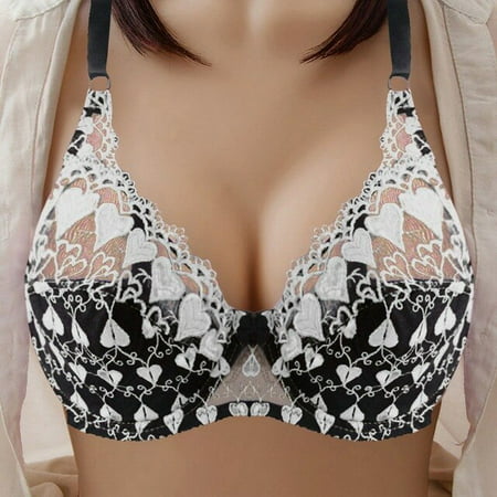 

QWZNDZGR Sexy Women Lace Bra Unlined Push Up Full Coverage Thin Cup Back Closure Breathable Bralette Lingerie Yoga Bras
