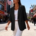 thumbnail image 7 of Linen Blazer Jacket for Women Lightweight 3/4 Sleeve Casual Work Office Summer Breathable Dressy Coat Outfits with Pockets Black 3XL, 7 of 7
