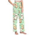 thumbnail image 2 of Dailycode Women's Pajama Pants Wide Leg Lounge Pj Bottoms With Pockets Cartoon Duck and Flowers, 2 of 7