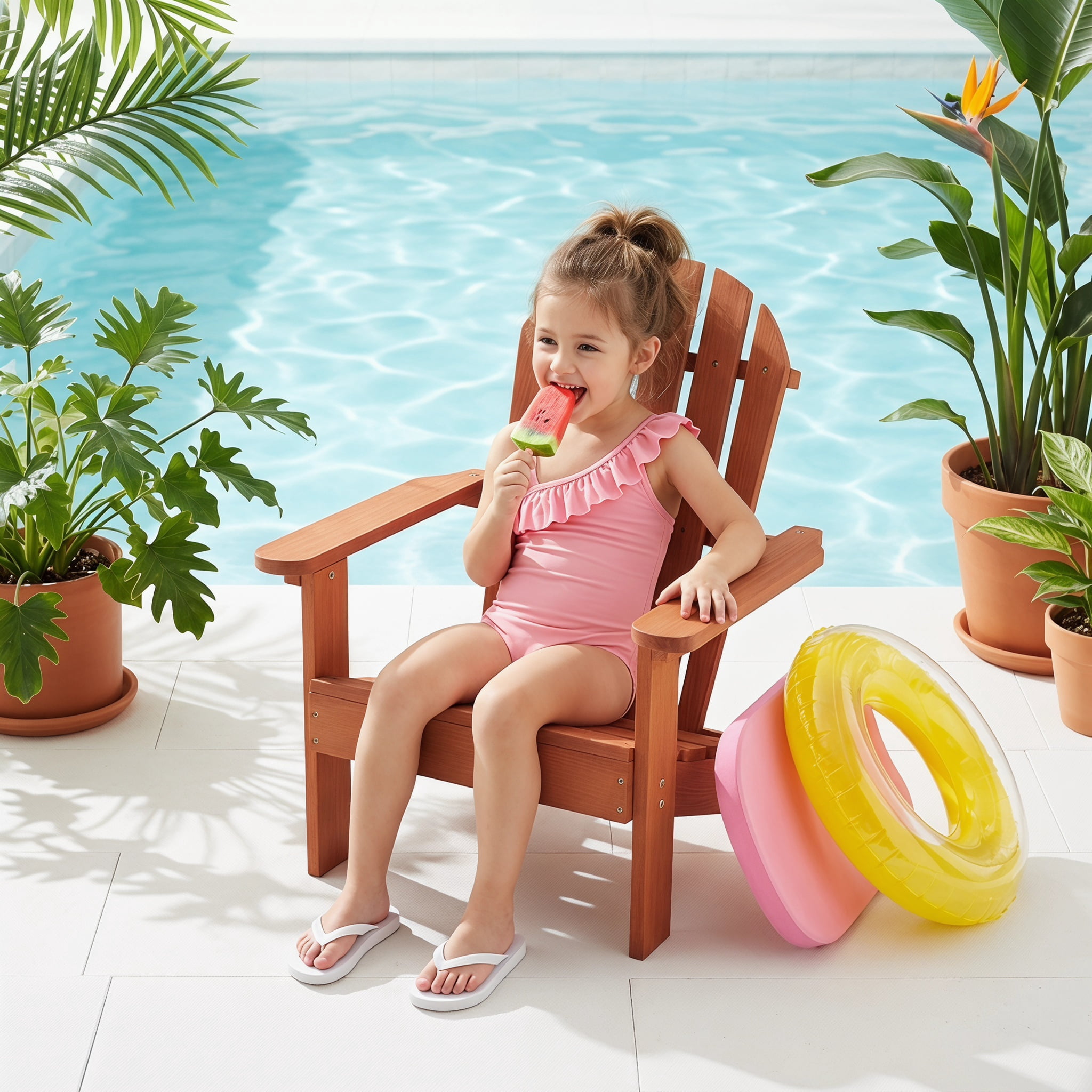 Natural Cedar‑Style Hemlock Wooden Kids Adirondack Chair, Indoor & Outdoor Safe Patio Lounge Chair for Children Ages 3–10