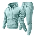thumbnail image 2 of Mens 2 Piece Sweatsuit Full Zip Hoodie Cuffed Jogger Sweatpants Matching Athletic Tracksuit Set For Sport Travel Outdoor Activities, 2 of 7