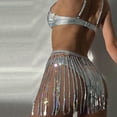 thumbnail image 7 of QLEICOM Womens Swimsuits Tummy Control Plus Size Swimsuit Coverup Bikini Split Swimwear Tassel Sequin Swimwear Three-Piece Swimwear White S, 7 of 7
