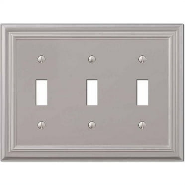 Amerelle Continental 3 Toggle Wall Plate Satin Nickel 94TTTN - New