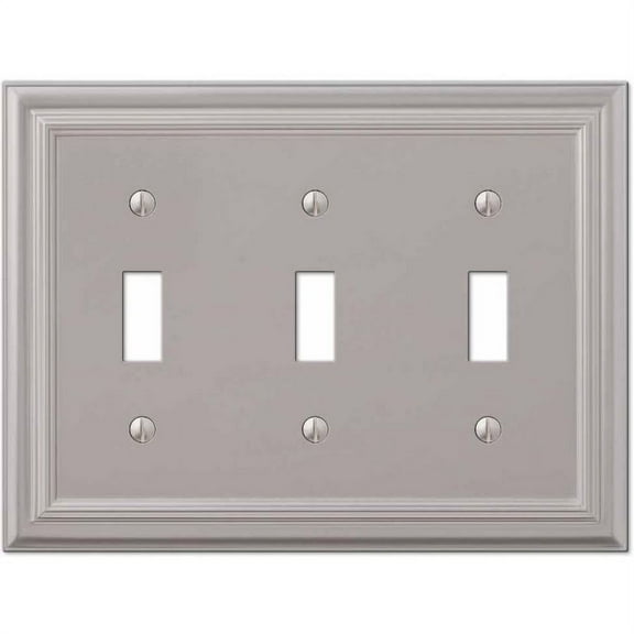 Amerelle Continental 3 Toggle Wall Plate Satin Nickel 94TTTN - New