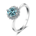 thumbnail image 5 of 1 ct D Color Moissanite Engagement Rings for Women 925 Sterling Silver Flower Rings Round Cut Yellow/Blue/Pink Diamond Rings for Wedding Anniversary with Certificate, 5 of 9