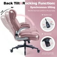 thumbnail image 3 of High Back Office Chair with Lockable Wheels, 400lbs Large Fabric Executive Desk Chair, Adjustable Lumbar Support Flip up Arms, Ergonomic Home Office Computer Chair with Storage Pocket, Pink, 3 of 9