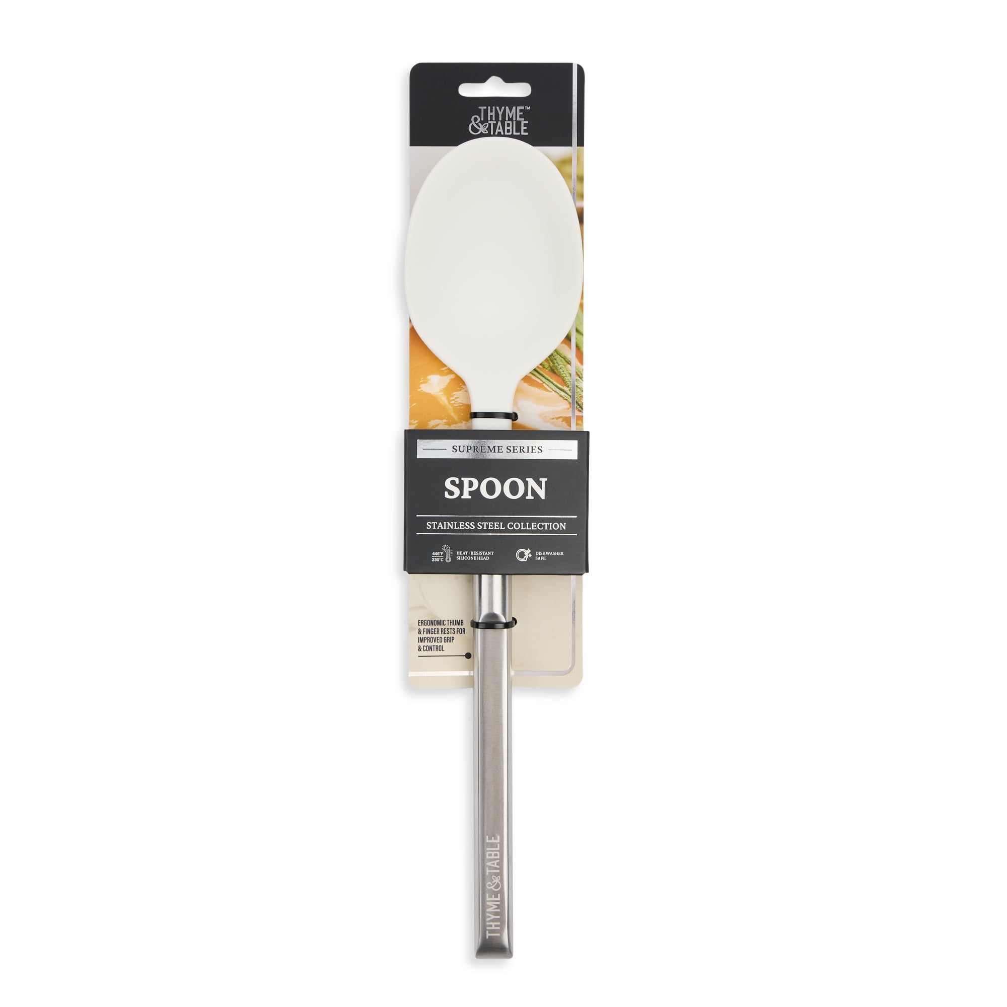 Thyme & Table Supreme Series Spoon, White Silicone Head with Stainless Steel Handle