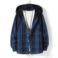 thumbnail image 2 of Men's Long Sleeve Button Blouse Plaid Printed Hooded Jackets Trendy Casual Shirts, 2 of 3