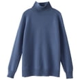 thumbnail image 5 of Suéter de cuello alto grueso para mujer, jersey holgado de estilo occidental de punto con cuello alto y parte inferior, 5 of 5