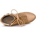 thumbnail image 4 of Botines con plataforma y tacones de bloque con correa con cordones para mujer Allegra K Desnudo 36, 4 of 6