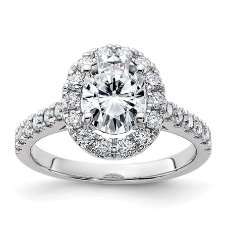 Diamond2Deal 14k White Gold 2ct. GHI True Light Oval Halo Engagement Ring for Women Size 7