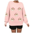 thumbnail image 5 of TTUHYWXI Women Sparkle Sequin Christmas Sweatshirt Santa Graphic Crewneck Sweater Long Sleeve Xmas Pullover Tops (Pink, S), 5 of 8