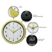 Infinity Instruments Retro Round Aurora Pale Yellow Metal 9.5-inch Analog Wall Clock