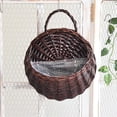 thumbnail image 2 of Wall Mounted Natural Wicker Flower Basket Flower Pot, Rattan Vase Basket,Brown, 2 of 5