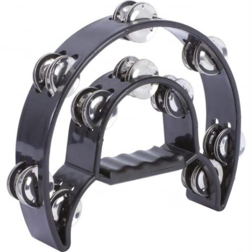 Maxam Black Double Cutaway Tambourine Away Tambourine