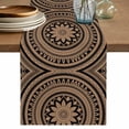 thumbnail image 2 of Abstract Brown Flowers Table Runner 36 Inches Long,Kitchen Dining Tablerunners Retro Mantoro Floral Art Linen Table Runners Dresser Scarves for Home Dinner Wedding Holiday Party Decor, 2 of 9