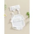 thumbnail image 3 of Bagilaanoe Newborn Baby Girl Summer Rompers Print Sleeveless Bodysuits + Headband 3M 6M 12M 18M Infant One Piece Jumpsuit, 3 of 7