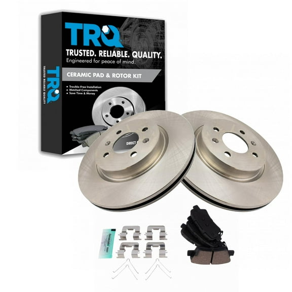 TRQ Front Brake Pad & Rotor Kit Brake Pads Brake Rotor Ceramic Fits Select 2019-2020 Hyundai Accent 2018 Kia Rio
