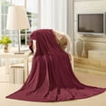 thumbnail image 2 of Howarmer Wine Red Fuzzy Bed Blanket, Throw Twin Soft Flannel Fleece Blankets, All Season Lightweight Warm Bed Throws, 60 x 80 Inch, 2 of 7