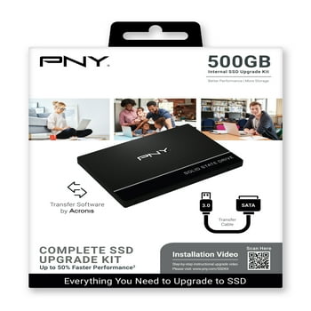 PNY 500GB 2.5” SATA-III SSD Upgrade Kit with Transfer Cable and Software