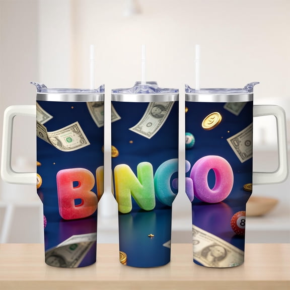 Bingo Money Design Stainless Steel Tumbler, 30oz