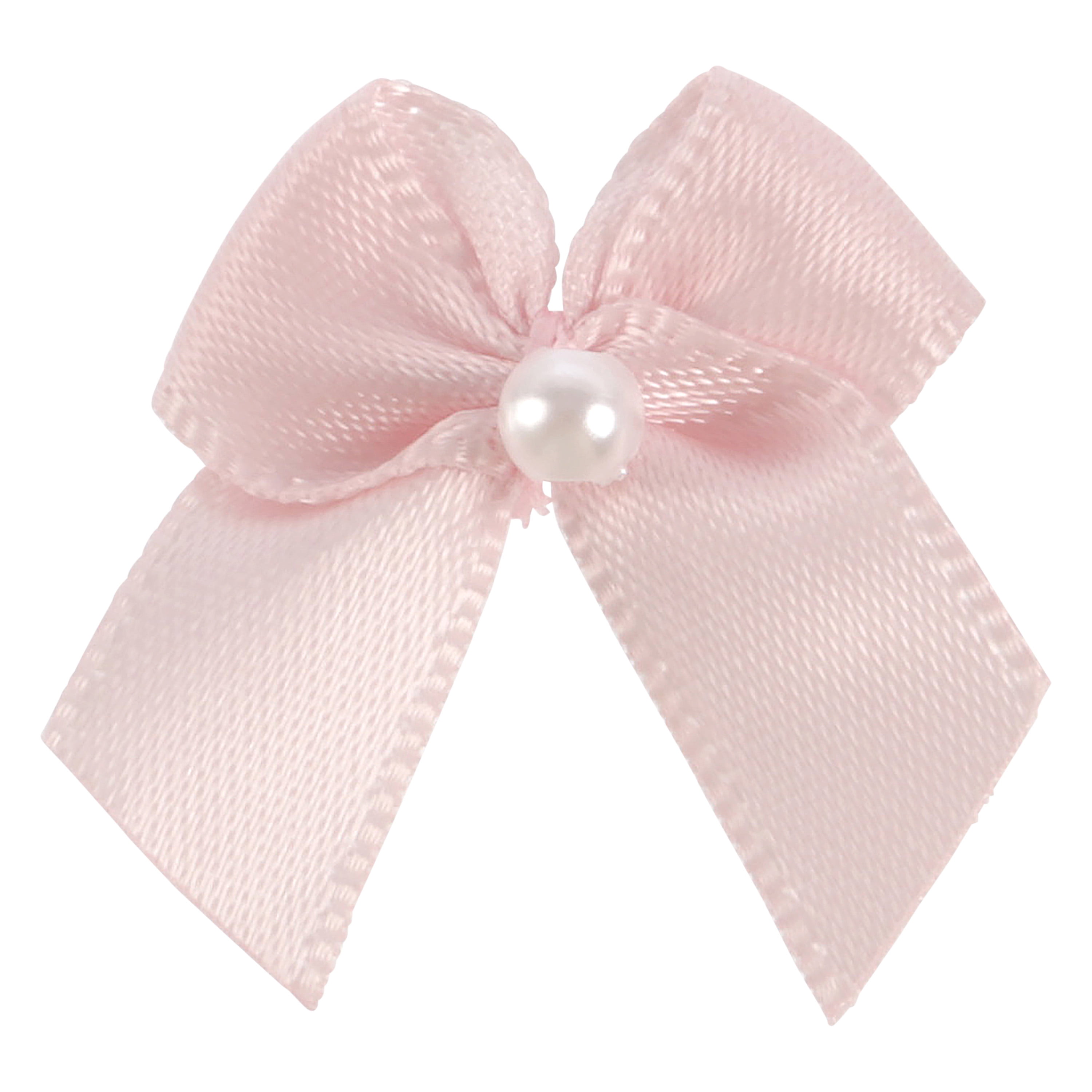 Offray Accessories, Blush 5/8 inch Value Pack 2 Loop Bow with Pearl Accessory for Wedding, Hair Clips, and Scrapbooking, 40 count, 1 Package