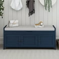 thumbnail image 2 of Bellemave Entryway Storage Bench with Cushion Seating, Shoe Bench with Cabinet and Shelves, Wooden End of Bed Bench for Bedroom/Living Room/Entryway/Foyer/Hallway (Antique Navy), 2 of 11