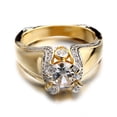 thumbnail image 2 of Womens 14 K Gold Plated Full Diamond Crown Color Separation Ring, 2 of 2