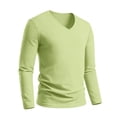 thumbnail image 4 of Men's Casual Solid Color V Neck Pullover Shirt Faddish Long Sleeve Soft Casual Basic T Shirts Lightweight Slim Fit Sports Shirt, 4 of 7