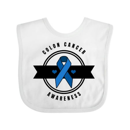 

Inktastic Colon Cancer Awareness Month with Dark Blue Ribbon and Banner Gift Baby Boy or Baby Girl Bib