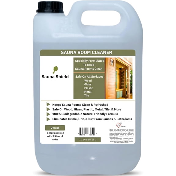 Sauna Cleaner | 1.32 Gallons (5L/169 Fl Oz) | Professional-Grade Sauna Wood & Surface Cleaner | Removes Sweat, Oils & Grime | Biodegradable | Citric Scent