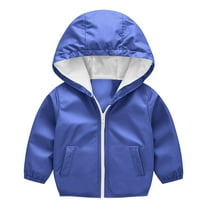 ZACPNCV Little Girls Boys Rain Jacket Kids Raincoat Waterproof Hooded Rain Jackets Lightweight Outerwear for Zip Blue 12-13 Years