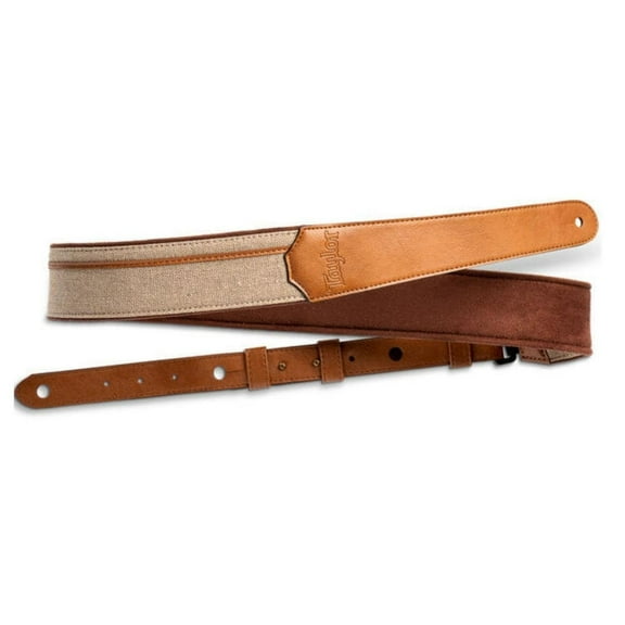 Taylor Vegan Leather Guitar Strap - Tan with Natural Textile Trim 2.5" (4203-25) - Floor Model