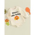 thumbnail image 3 of Liacowi Baby Girls Thanksgiving Romper Turkey Letter Print Long Sleeve Bodysuits 3 6 12 18 Months Newborn Spring Autumn Onesie, 3 of 8
