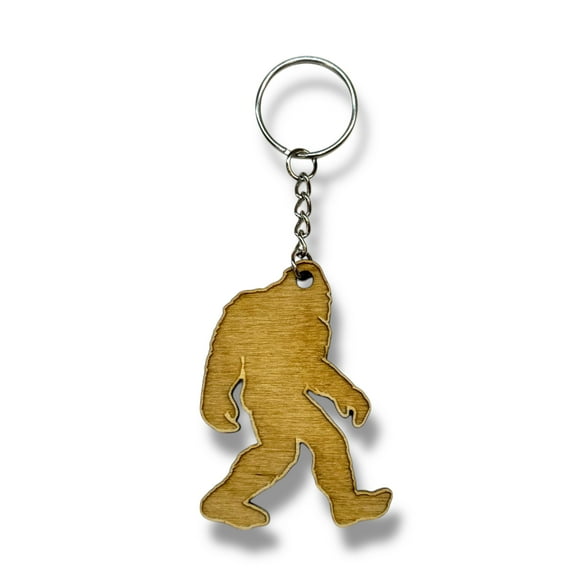 Keychain - Bigfoot Sasquatch - Birch wood