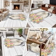 thumbnail image 5 of Easter Bunny Area Rugs 5'x8', Washable Small Throw Rugs for Classroom Bedroom, 3D Optical Illusion Farmhouse Flower Wood Grain Indoor Outdoor Rug Non-Slip Low Pile Carpet Runner Reversible Floor Mats, 5 of 8