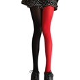 thumbnail image 1 of Collants Multicolores pour Femmes, Bas de Genou Épinglants, Bas de Tenue de Fête(Noir, Rouge), 1 of 4