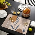 thumbnail image 4 of Brown Boho Geometric and Plant Pattern Summer Placemats Table Placemats Set Of 4-Linen Kitchen Washable Placemats Table Mats 11.8"x17.7"Non-Slip Heat Resistant, 4 of 6
